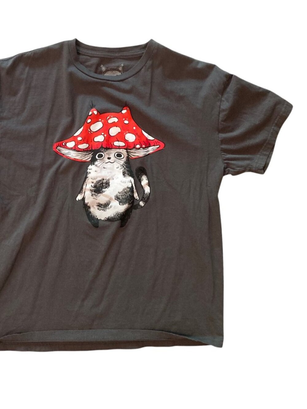 Women's STEPHANIE BAYLES Hot Topic MUSHROOM CAT Graphic Tee T-Shirt Size XL